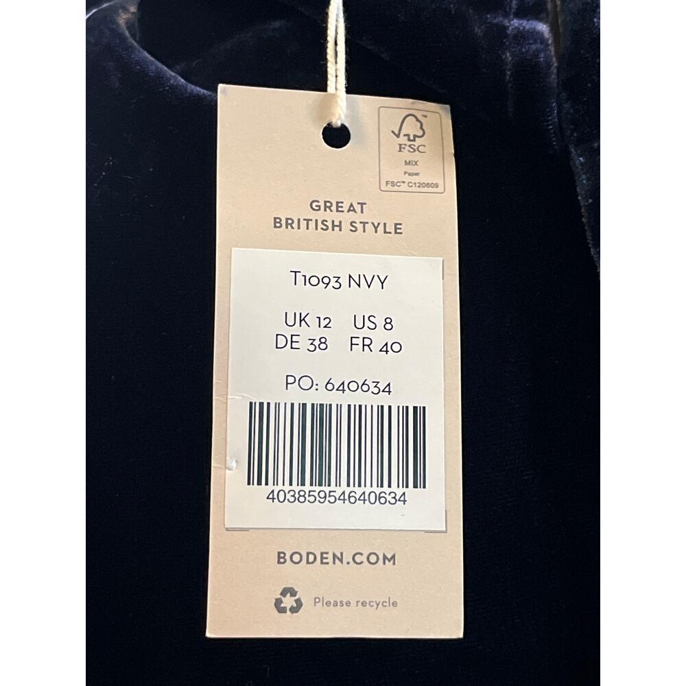 Boden Navy Blue Velvet Halterneck Top Size 8 - Picture 2 of 9
